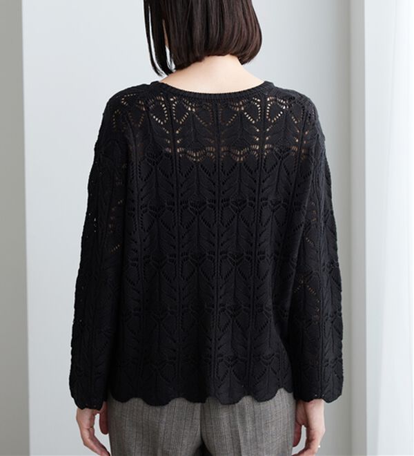 BELLUNA（ベルーナ）の「リボン柄透かし編ニットプルオーバー（ニット・セーター）」｜詳細画像