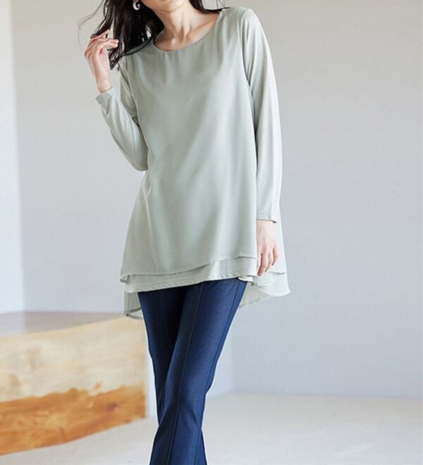 RANAN（ラナン）の「異素材切替フレアーチュニック（チュニック）」｜詳細画像