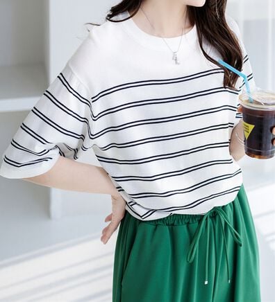 BELLUNA（ベルーナ）の「【快適Ｌａｂ．】シャリ冷！洗える多機能ニットＴシャツ（ニット・セーター）」