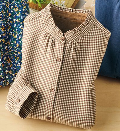 ルフラン（ルフラン）の「裏フリース付＊フリル衿ブラウス（ブラウス）」