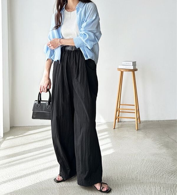 GeeRA（ジーラ）の「さらとろ素材が嬉しい！ダブルタックワイドパンツ（フルレングスパンツ）」｜詳細画像