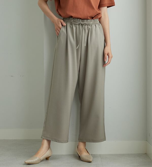 BELLUNA（ベルーナ）の「【接触冷感/UVカット/吸水速乾/イージーケア】カナパストレッチ素材ワイドパンツ（ワイドパンツ・ガウチョ）」｜詳細画像