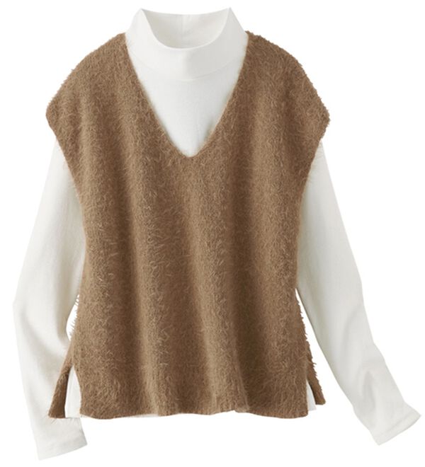 BELLUNA（ベルーナ）の「【リブプルオーバー付】シャギーニットベスト（ベスト）」｜詳細画像