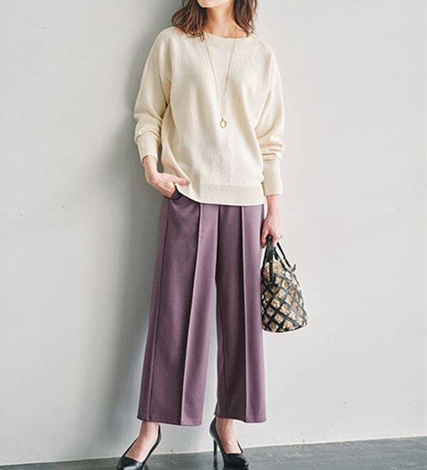 GeeRA（ジーラ）の「美脚ストレッチセミワイドパンツ（ワイドパンツ・ガウチョ）」｜詳細画像