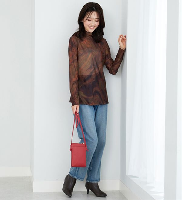 BELLUNA（ベルーナ）の「【重ね着インナー】シアー素材ハイネックインナープルオーバー（カットソー）」｜詳細画像