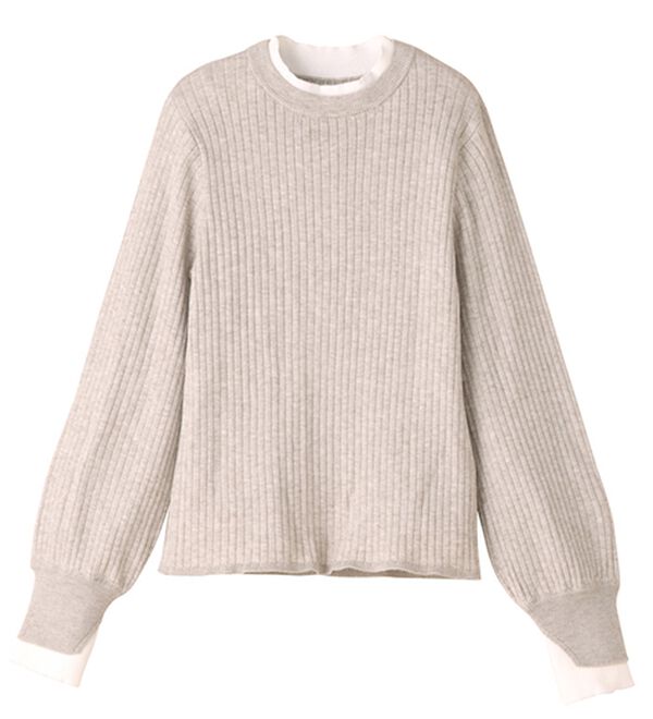 GeeRA（ジーラ）の「【再入荷】レイヤード風モチっと柔らかリブニット（ニット・セーター）」｜詳細画像