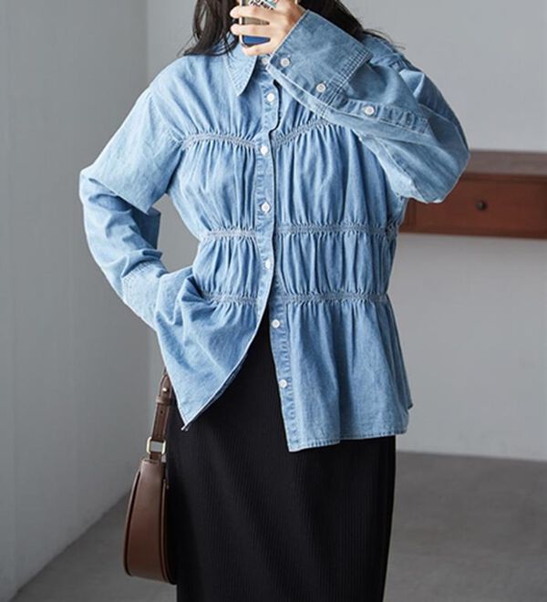 RANAN（ラナン）の「ライトデニムシャーリングデザインシャツブルー（シャツ）」｜詳細画像