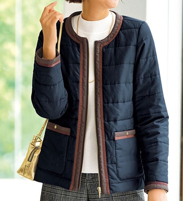 パイピング使い中わたノーカラージャケット - ベルーナ【公式】