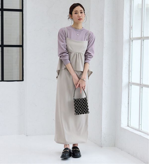 BELLUNA（ベルーナ）の「【汗ジミ対策◎】＜エアリーアイスコットン＞オーバーサイズＴシャツ【選べる袖丈】（カットソー）」｜詳細画像