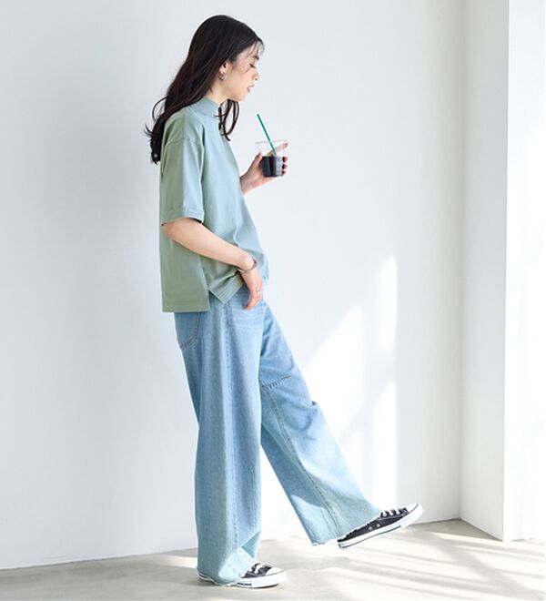 BELLUNA（ベルーナ）の「小顔見せ！ヒンヤリハイネックオーバーサイズＴシャツ（Tシャツ）」｜詳細画像