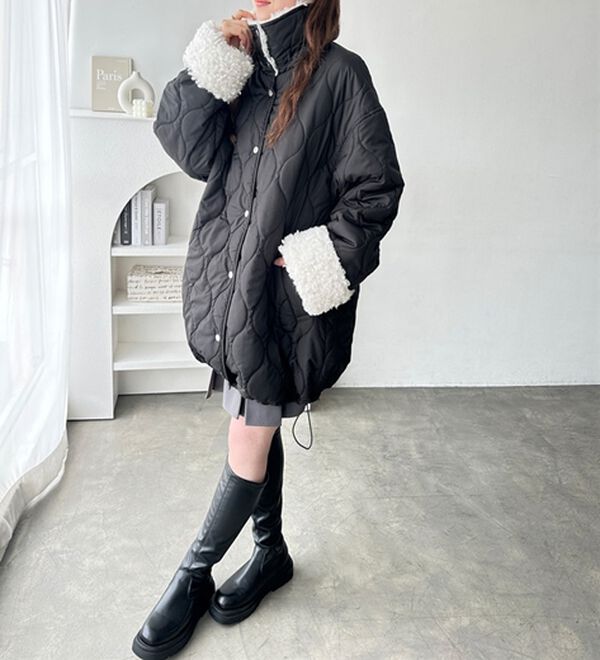 GeeRA（ジーラ）の「衿ボアミドル丈バルーンキルティングブルゾン（ブルゾン）」｜詳細画像