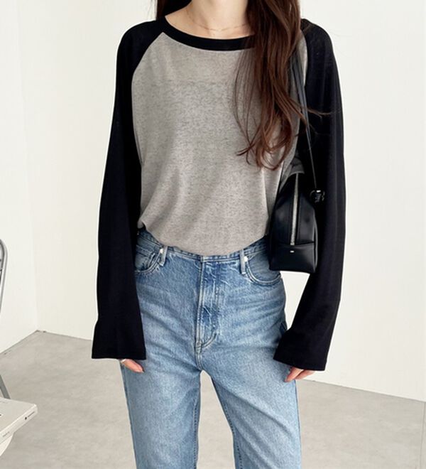 GeeRA（ジーラ）の「ラグラン切替配色スラブシアーカットソー（カットソー）」｜詳細画像