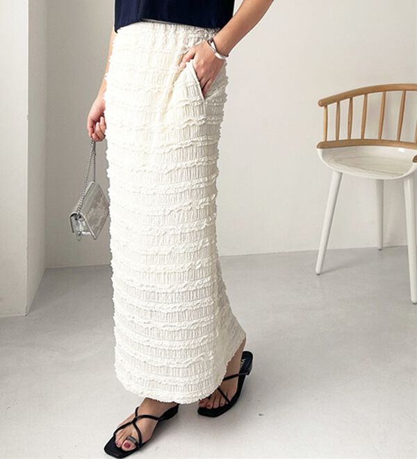 GeeRA（ジーラ）の「すっきりオシャレ見え！ジャカードレースタイトスカート（ロングスカート）」｜詳細画像