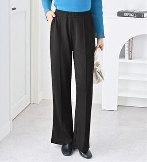 alotta（アロッタ）の「カットジョーゼットフレアパンツ（フルレングスパンツ）」｜ブラック