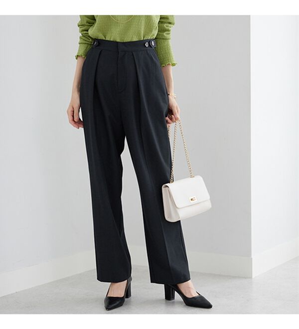 BELLUNA（ベルーナ）の「ボタン使いウエスト調節テーパードパンツ（テーパードパンツ）」｜詳細画像