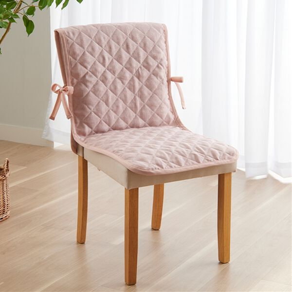 iellio（イエリオ）の「はっ水麻風チェアカバー滑り止め付＜汚れ防止・キズ隠し・撥水・オールシーズン＞（チェアカバー・チェアパッド）」｜ピンクベージュ