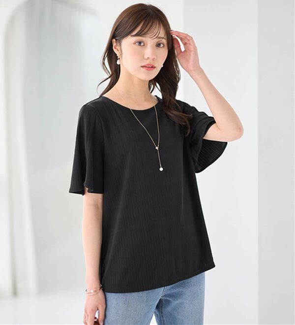 alotta（アロッタ）の「【4つの機能付】ひんやりチューリップ袖ブラウスTシャツ（カットソー）」｜詳細画像