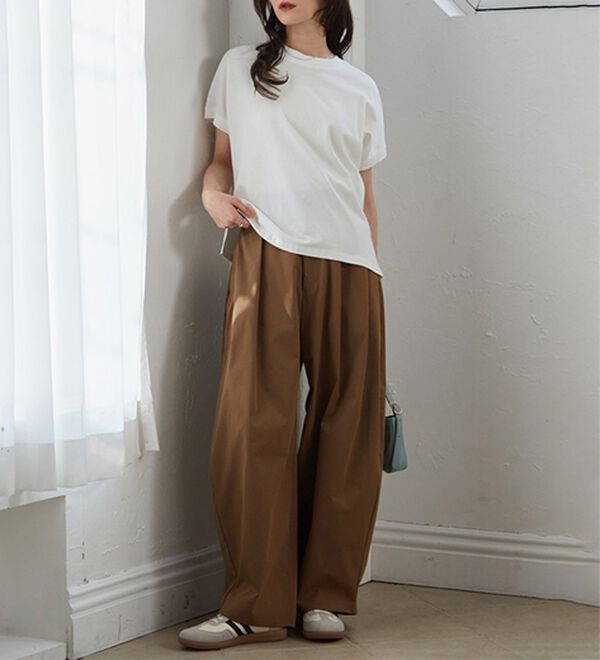 RANAN（ラナン）の「【選べる袖丈】ひんやり！＜BC＞綿100％プチハイネックＴシャツ（カットソー）」｜詳細画像