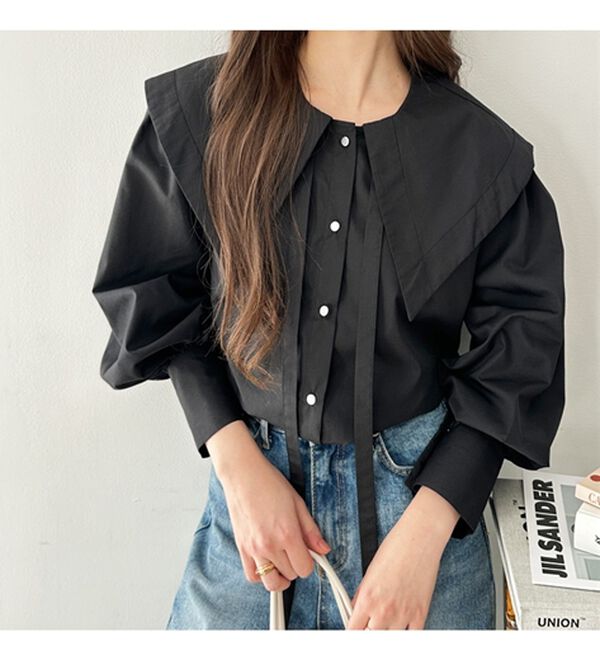 GeeRA（ジーラ）の「ケープ衿シャツブラウス（ブラウス）」｜詳細画像