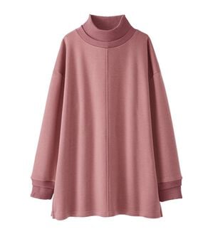 BELLUNA（ベルーナ）の「リブ使いがかわいい裏起毛トレーナー（チュニック）」｜ピンク