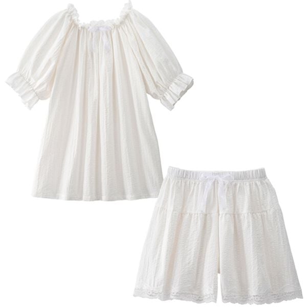 YU'NOW（ユナウ）の「【上下２点セット】スクエアネックドビーストライプパジャマ（パジャマ・ルームウェア）」｜詳細画像