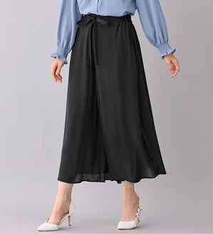 alotta（アロッタ）の「あったか裏地付ふんわりワイドパンツ（ワイドパンツ・ガウチョ）」｜ブラック