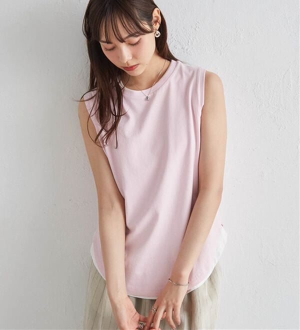 RANAN（ラナン）の「ひんやり！＜BC＞綿100％タンクトップ【選べる着丈】（カットソー）」｜詳細画像