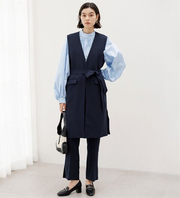 GeeRA（ジーラ）の「【２点セット】ロングジレセットアップスーツ（パンツスーツ）」｜詳細画像