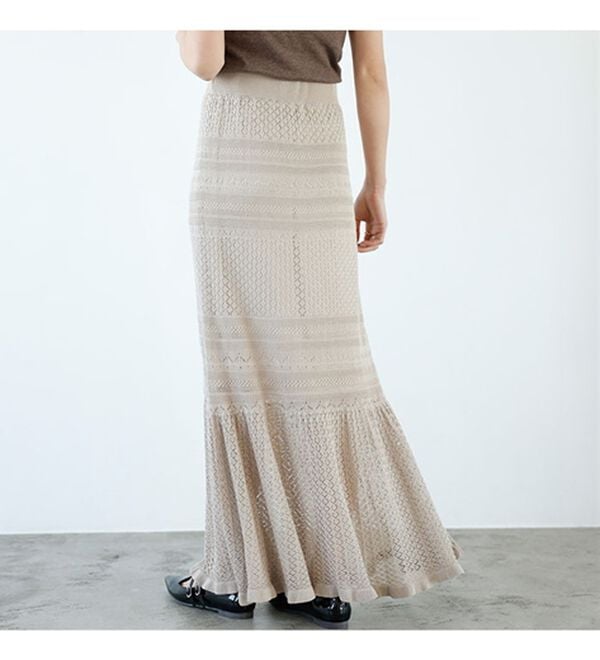GeeRA（ジーラ）の「クロシェ編風ニットスカート（ロングスカート）」｜詳細画像