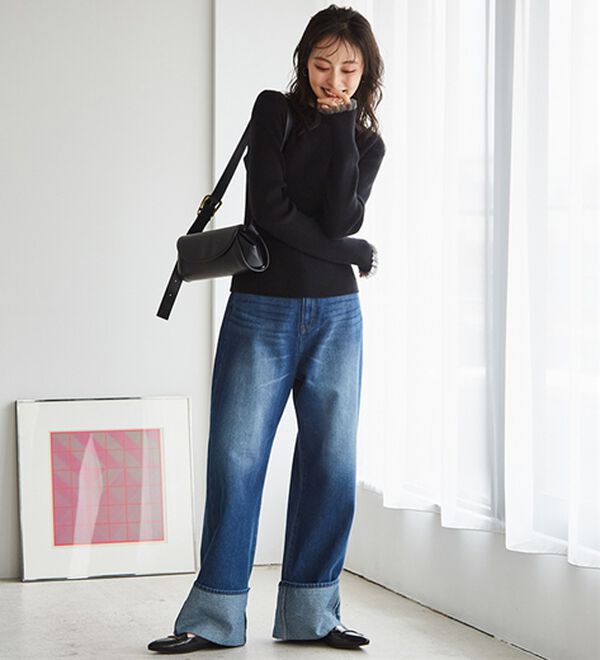 RANAN（ラナン）の「【春色追加】シアーフリル袖ハイネックリブニット（ニット・セーター）」｜詳細画像