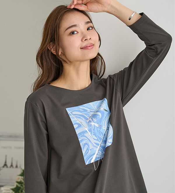 BELLUNA（ベルーナ）の「一枚で着映えるデコラＴ（長袖）（チュニック）」｜詳細画像