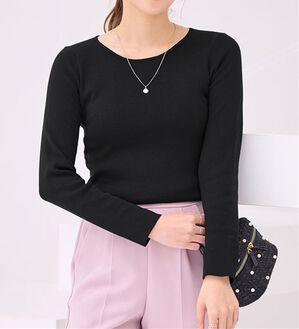 alotta（アロッタ）の「洗える！もっちりタッチクルーネックニット（ニット・セーター）」｜ブラック