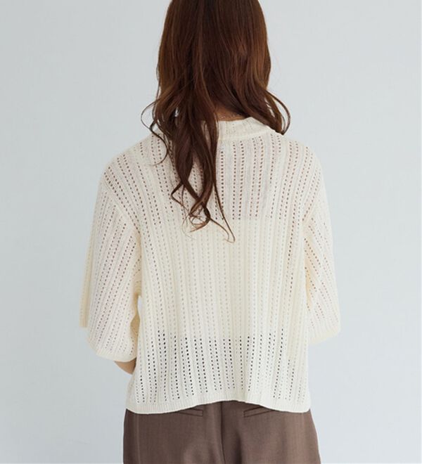 Viola e Viola（ヴィオラ エ ヴィオラ）の「【アンブロ】透かし編みポロカーディガン（ニットカーディガン）」｜詳細画像