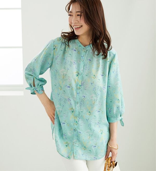 BELLUNA（ベルーナ）の「涼感柔らか袖リボンチュニック（チュニック）」｜詳細画像