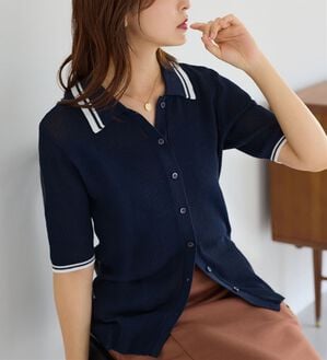 Viola e Viola（ヴィオラ エ ヴィオラ）の「アソートシアーリブニットポロシャツ（ポロシャツ）」｜詳細画像