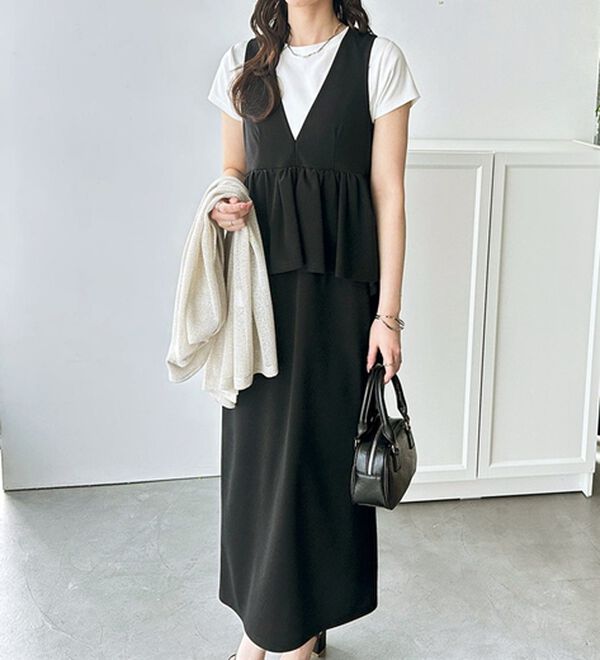 GeeRA（ジーラ）の「楽ちん！ペプラムジャンパースカート（ジャンパースカート）」｜詳細画像