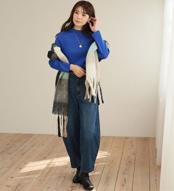 A HAPPY MARILYN（アハッピーマリリン）の「【Ｌ～６Ｌ】モックネック／ハイネックから選べる Ｔシャツ感覚で着られる（もっちりｖｅｒ）リブニット（ニット・セーター）」｜詳細画像