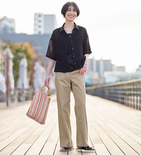 BELLUNA（ベルーナ）の「新感覚！メッシュデニムワイドパンツ（フルレングスパンツ）」｜詳細画像