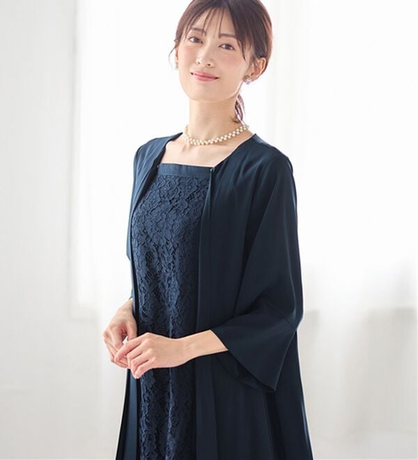 alotta（アロッタ）の「華やかレース使いアンサンブル風ワンピース（ワンピースセットスーツ）」｜詳細画像