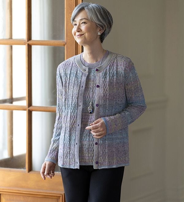 ルフラン（ルフラン）の「ウール入りメランジニットアンサンブル（アンサンブル）」｜パープル系