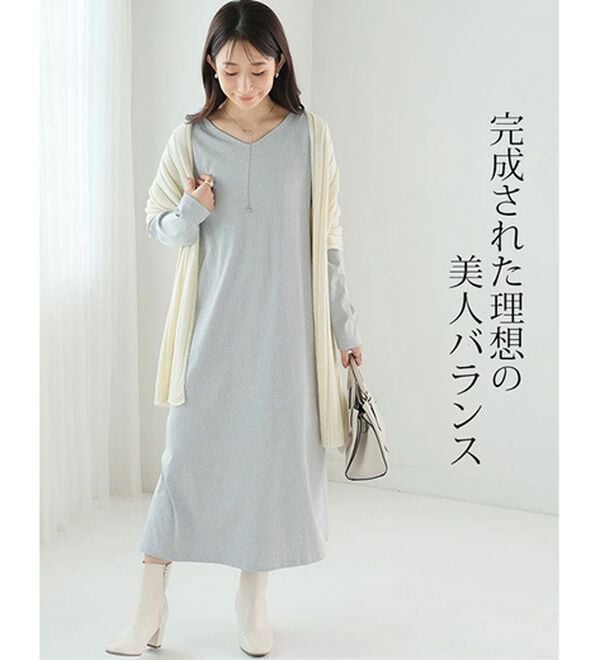 A HAPPY MARILYN（アハッピーマリリン）の「【大きいサイズ】【Ｌ～８Ｌ】スッキリ着痩せワンピース【エブリデイＲｉｂ】（カットソーワンピース）」｜詳細画像