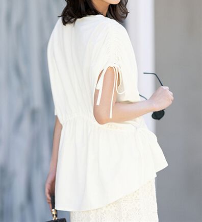 RANAN（ラナン）の「ひんやり！ギャザーデザインカットソー（チュニック）」