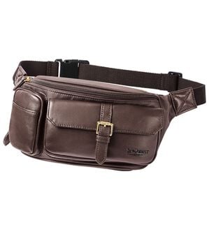 「＜スノビスト＞シープスキン使いの軽量ウエストバッグ（メンズボディバッグ・ウエストポーチ）」｜ブラウン