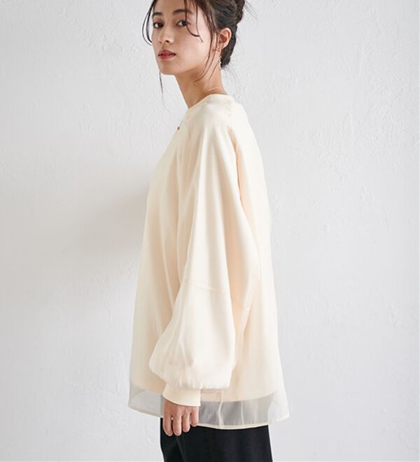 RANAN（ラナン）の「裏起毛シアー素材レイヤードスウェット（カットソー）」｜詳細画像