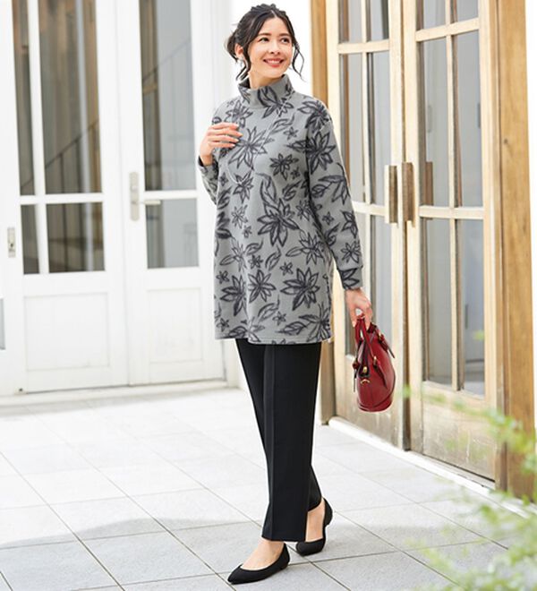 「【２枚組】暖かモノトーンフリースチュニック（パジャマ・ルームウェア）」｜詳細画像