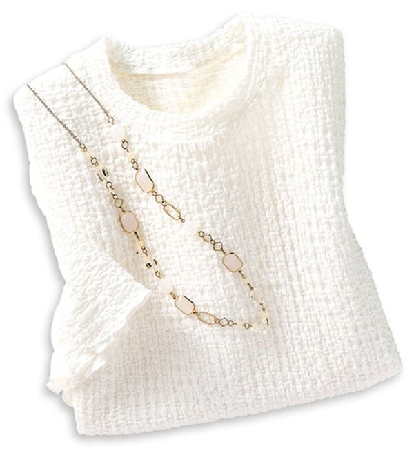 ルフラン（ルフラン）の「メロウ使いジャカードＴ（カットソー）」｜オフ白