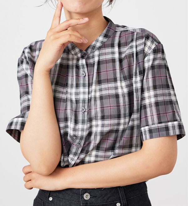 BELLUNA（ベルーナ）の「綿１００％バンドカラーシャツブラウス（ブラウス）」｜詳細画像