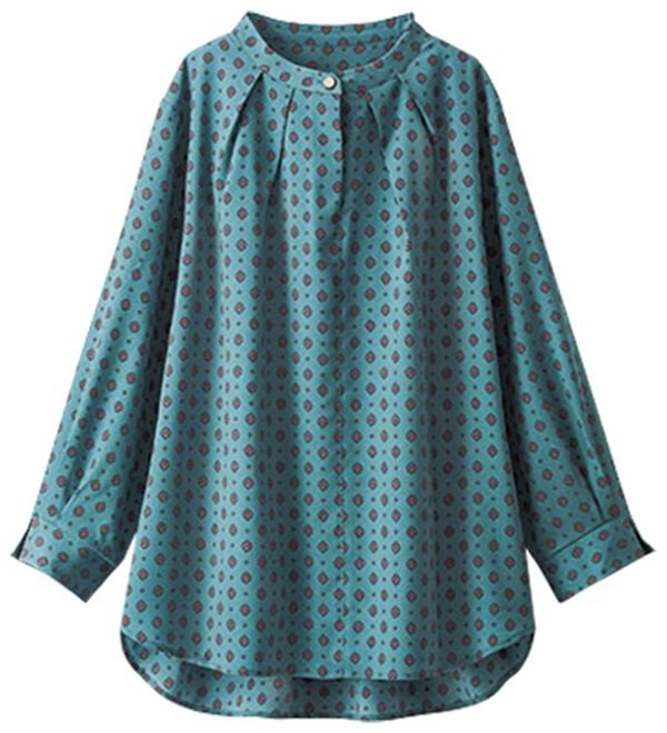 BELLUNA（ベルーナ）の「前ボタンデザイン小紋柄ブラウス（ブラウス）」｜詳細画像