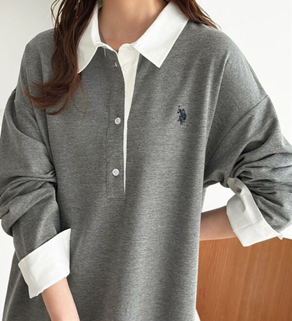 GeeRA（ジーラ）の「【U.S. POLO ASSN.】ラガーシャツ風ポロ衿ワンピース（カットソーワンピース）」｜詳細画像