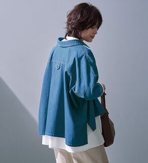 BELLUNA（ベルーナ）の「大人のゆるっと変形デニムシャツ（シャツ）」｜ライトブルー